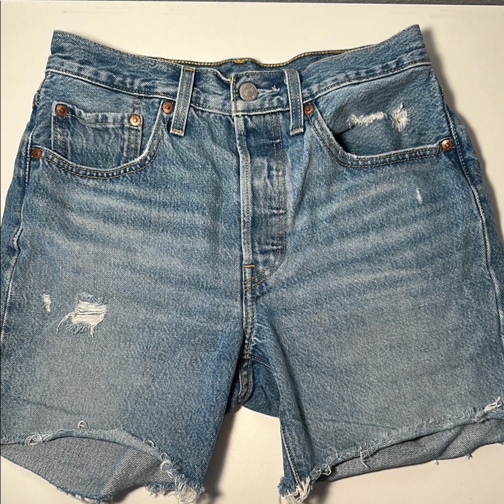 Levi's 501 Blue Jean Distressed Cut-Off Shorts size 26